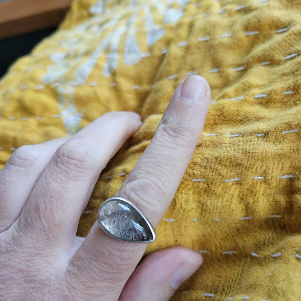 Sterling Silver And Quartz Teardrop Ring By Jeneca Klausen